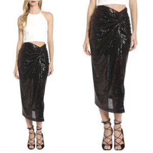 Badgley Mischka Belle Jai Sequin Skirt - Black - Size 4 - NWT